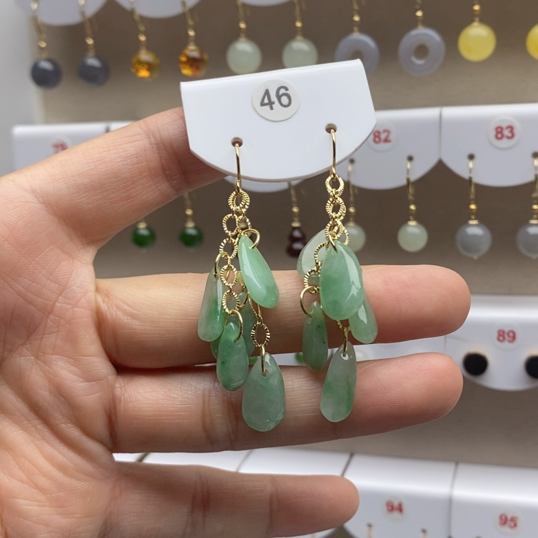 银S925镶嵌翡翠耳饰