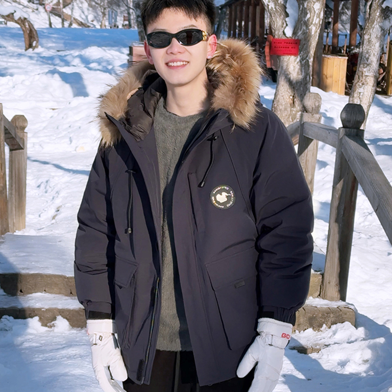 北面狐白鹅绒冲锋羽绒服男士冬季新款潮高级工装外套男款加厚派克