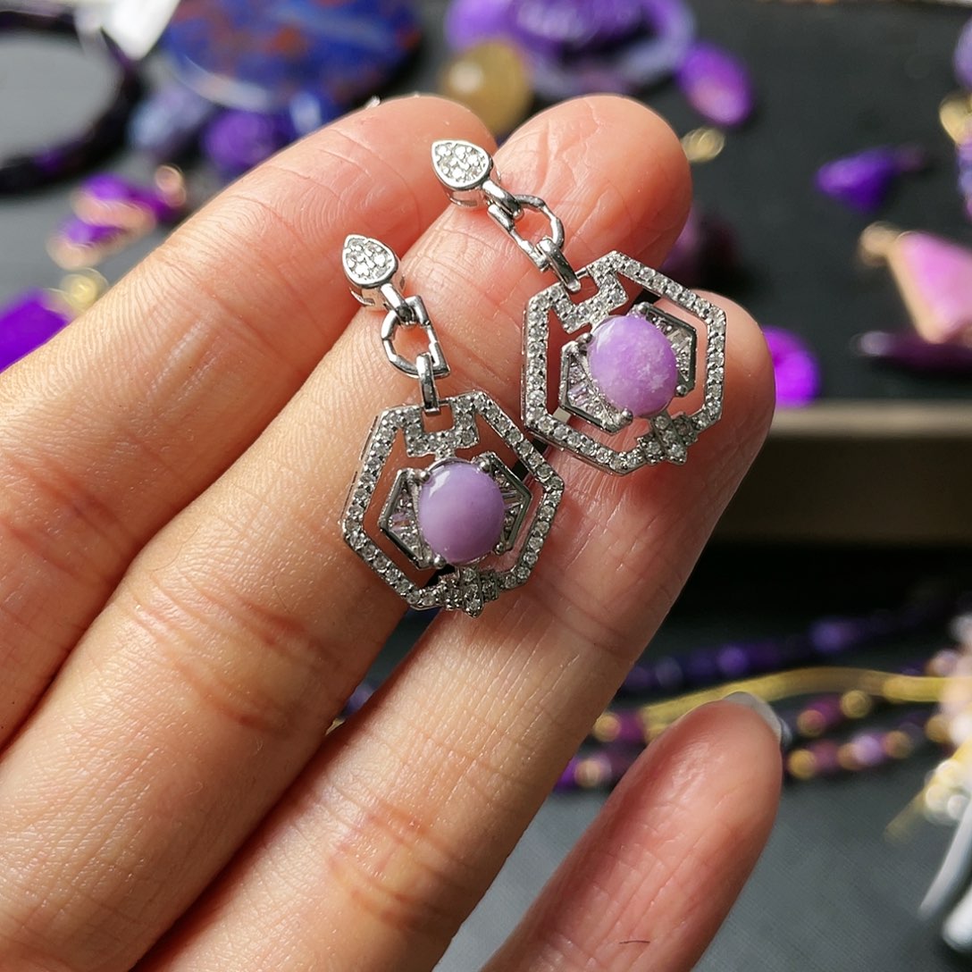 苏纪石（舒俱来）耳钉银S925镶嵌