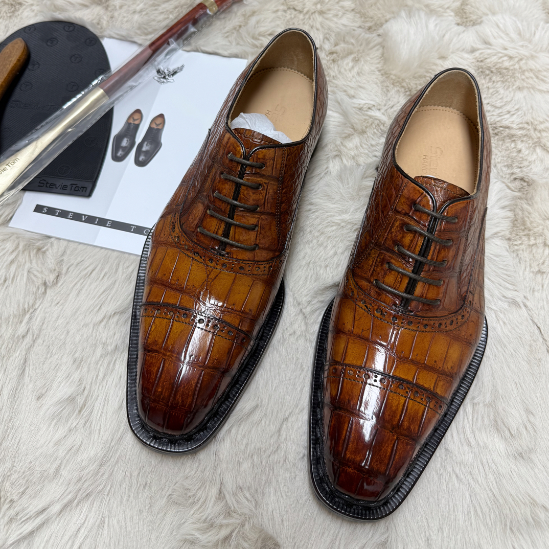 意大利汤姆史蒂芬男士商务正装皮鞋纯手工固特异皮鞋挪威缝皮鞋