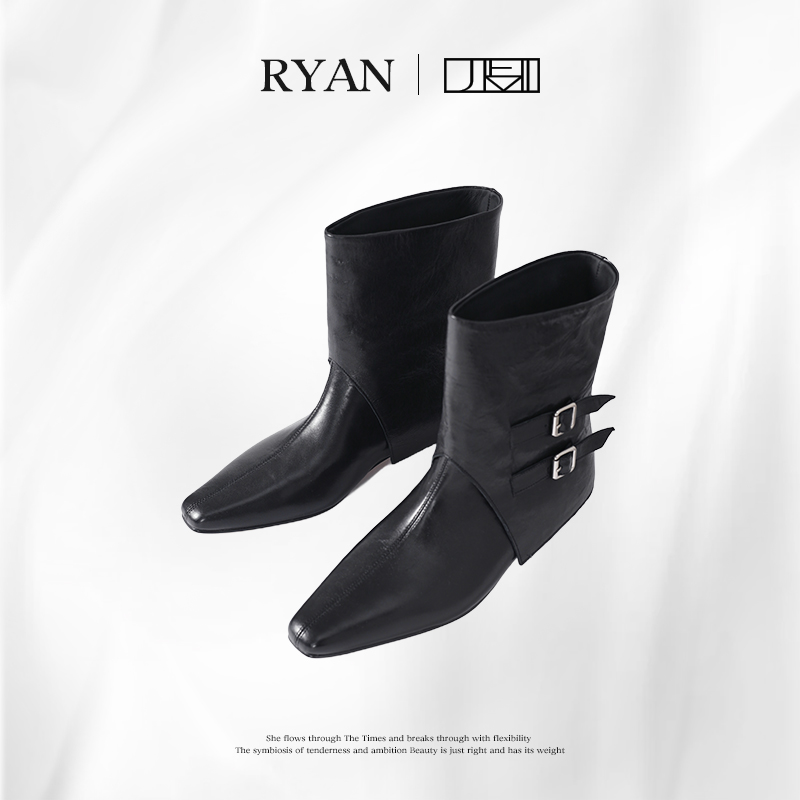 【石头Ryan】黑骑士丨路还很长鞋要够美水染油蜡羊皮短靴W58XZ329