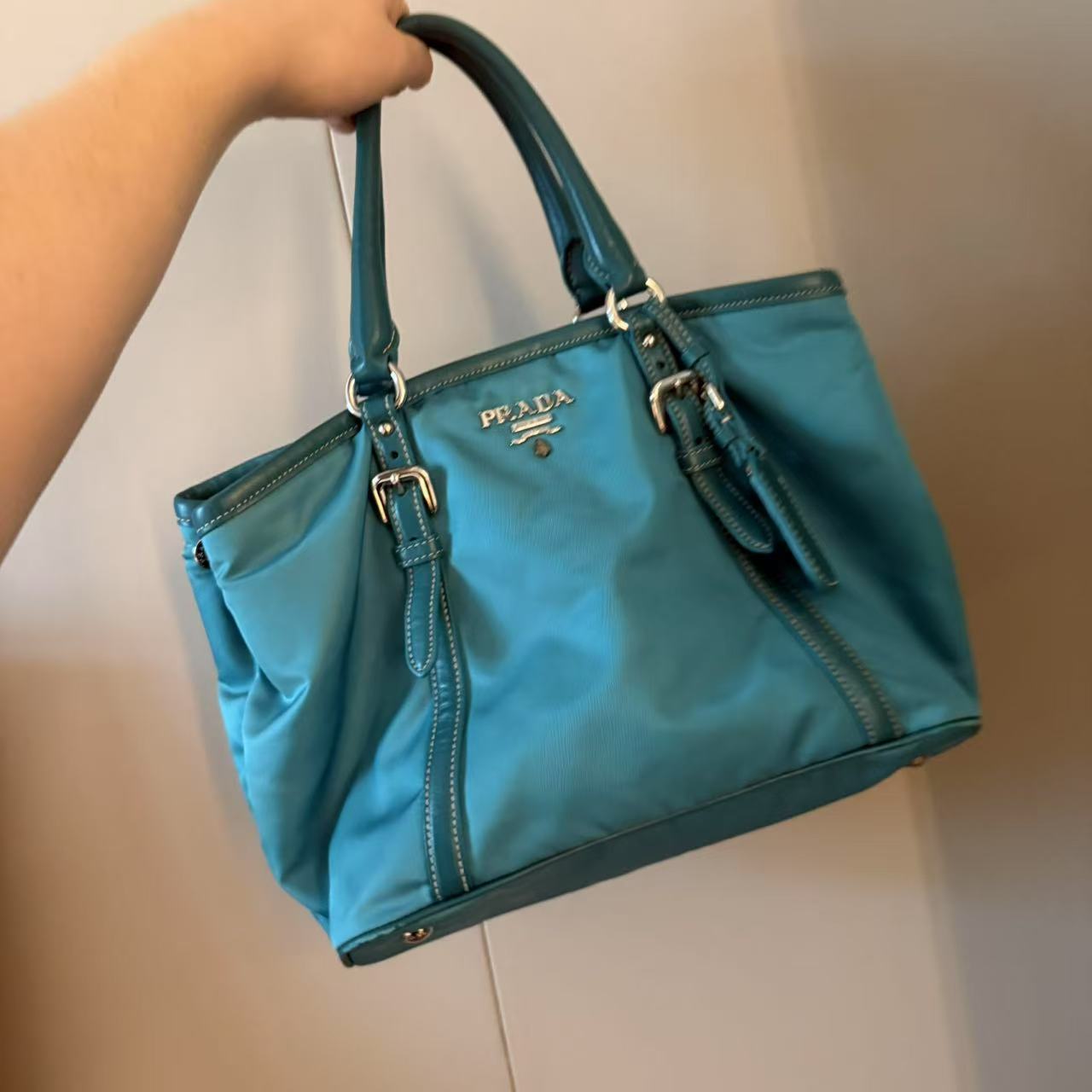 95新 Prada/普拉达 蓝色单肩包/非真假不退补不换