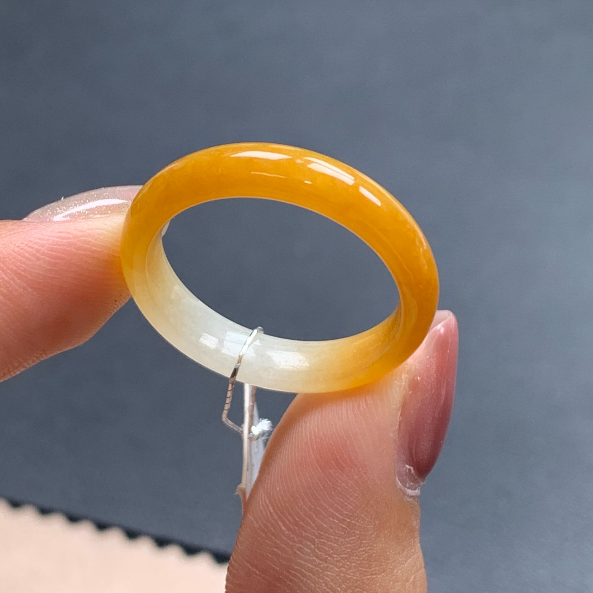 天然缅甸翡翠A货 19号圈口 黄翡 翡翠指环戒圈