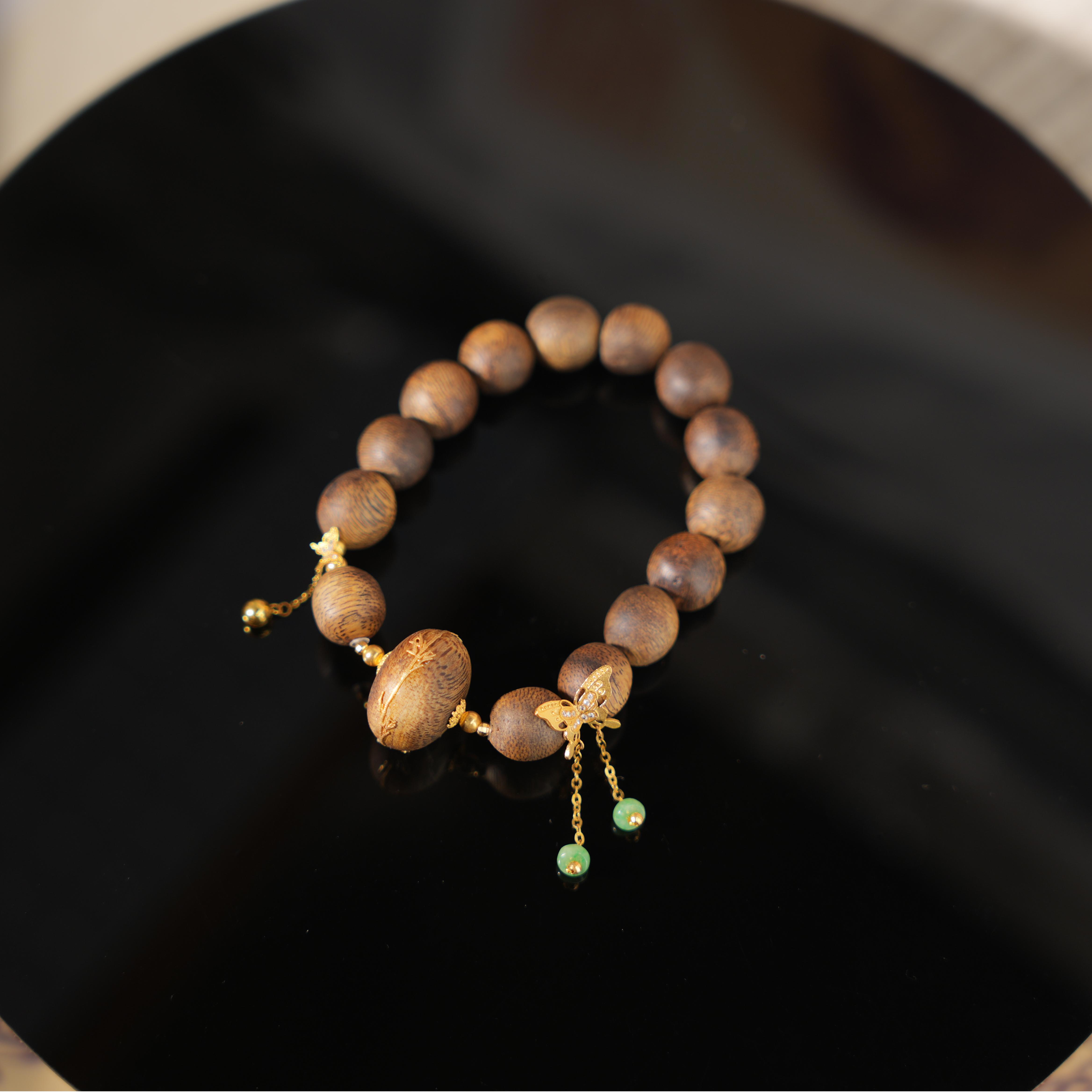 与墨-天然沉香18K金手串