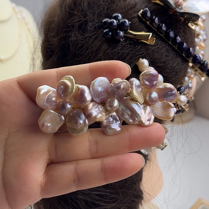 淡水珍珠发夹未镶嵌