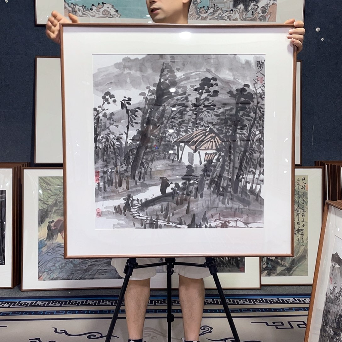 国画手绘画作品带框80/80