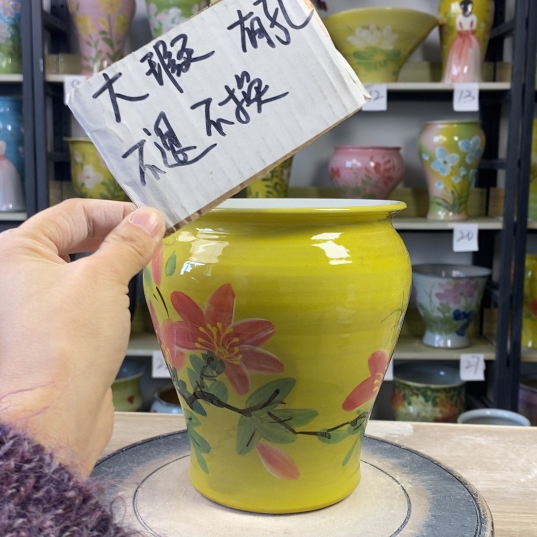 景德镇手工手绘陶瓷花盆