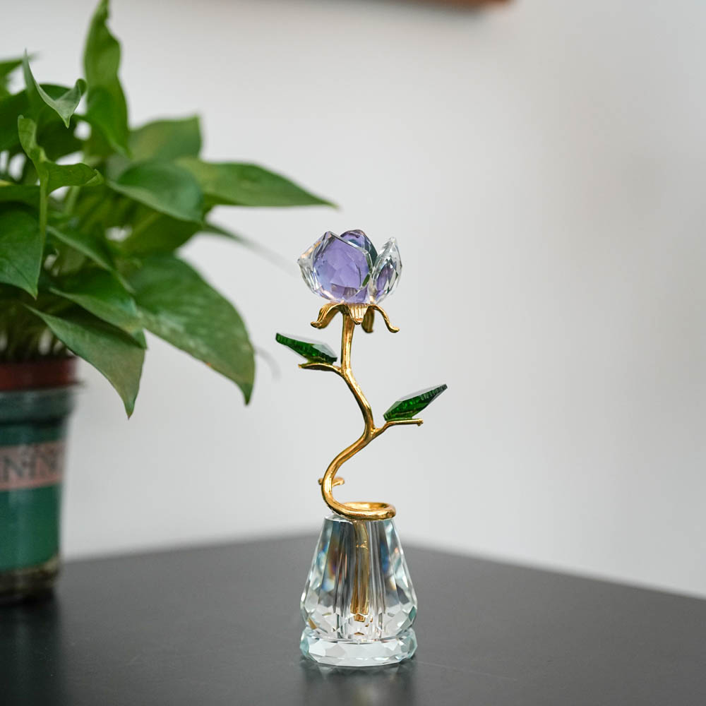 【奇居亭】金杆紫玫瑰K9水晶合金