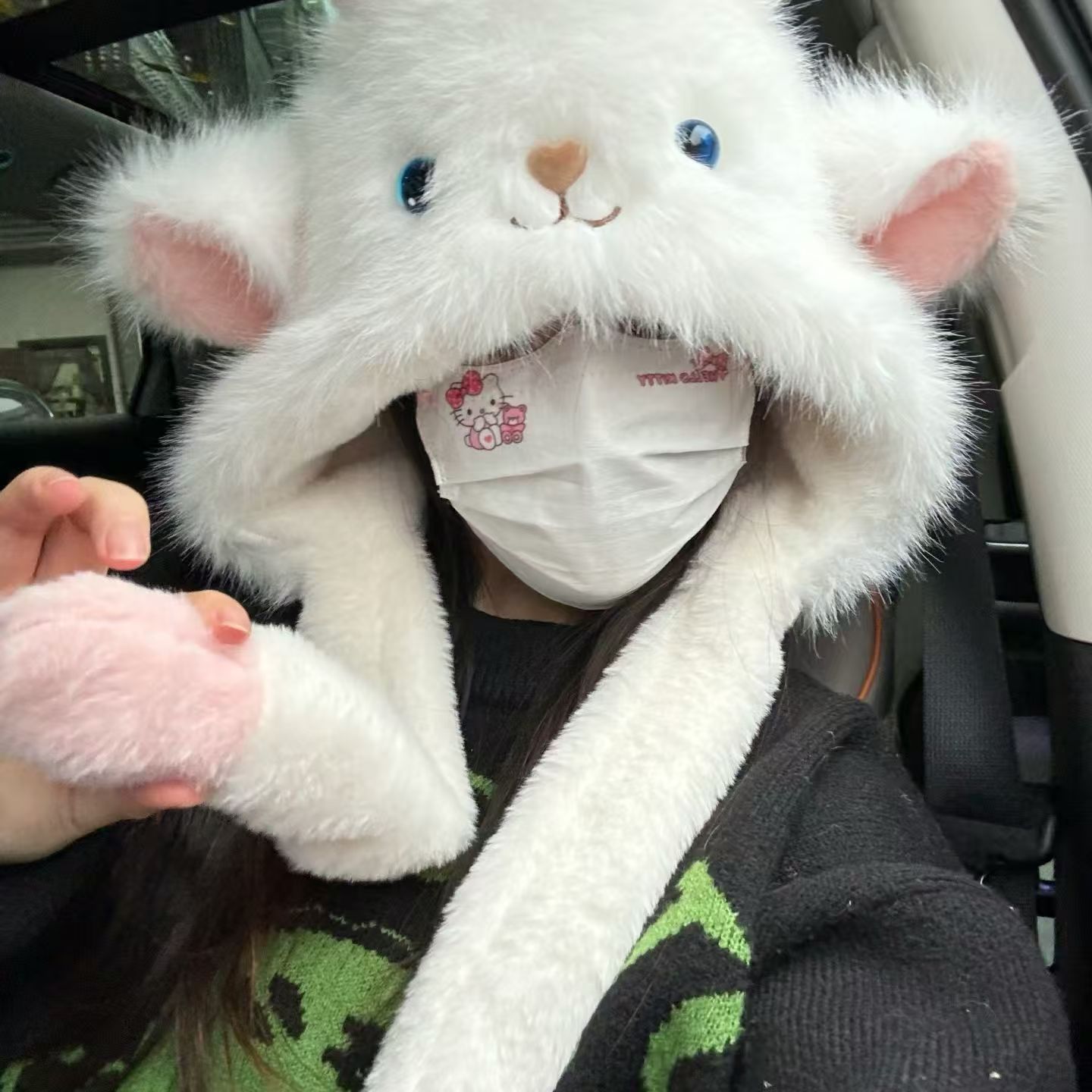 捏耳炸毛羊百搭女包头帽帽子毛绒冬季雷锋帽卡通秋冬卡通元素亲子