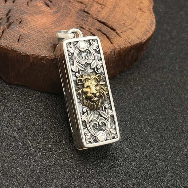 吊坠925银 纯银S925狮子口琴吊坠复古时尚男士吊坠可吹响朋克风