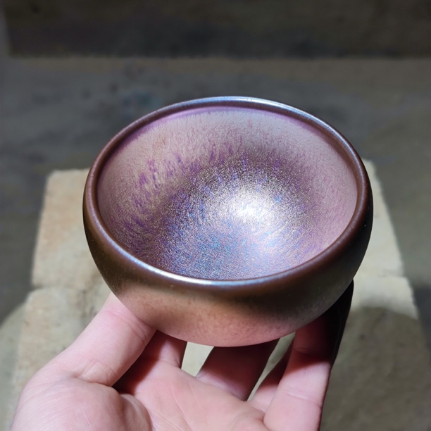 建窑--建盏 极光紫霞 茶盏主人杯 电烧