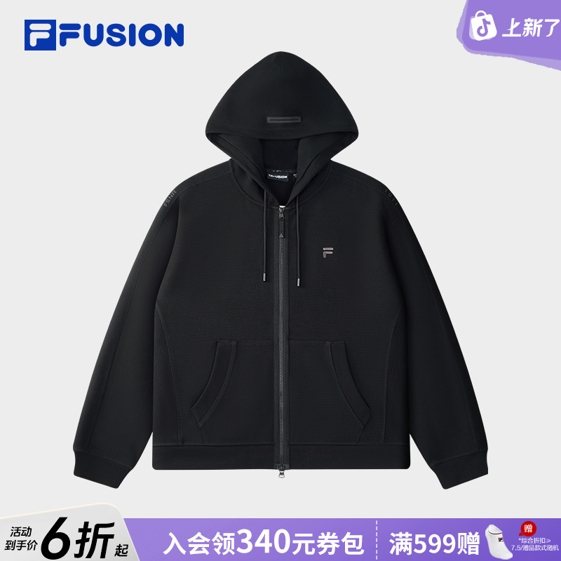 Fila/斐乐25年冬季男款潮流运动休闲针织连帽外套T11M545501F