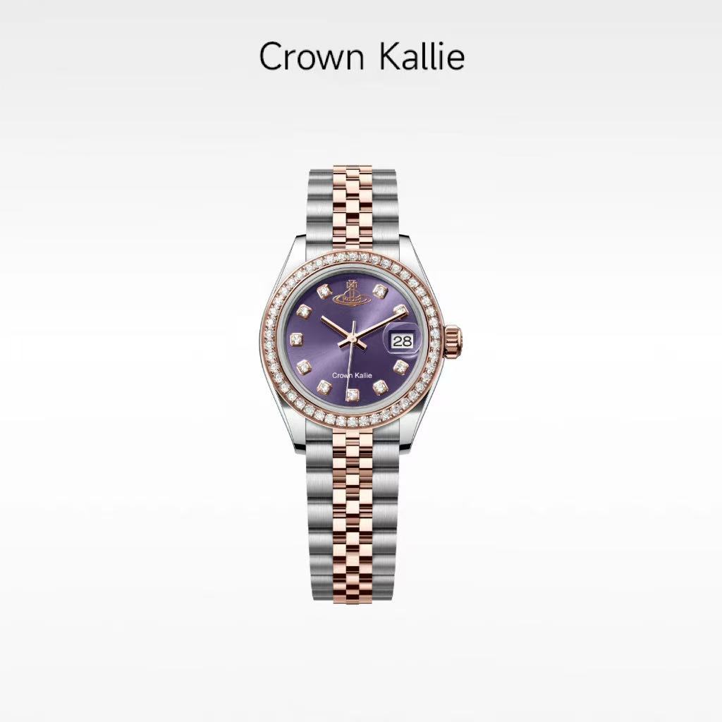 【Crown Kallie】西太联名土星元素间金紫周年全自动女士腕表ck8140