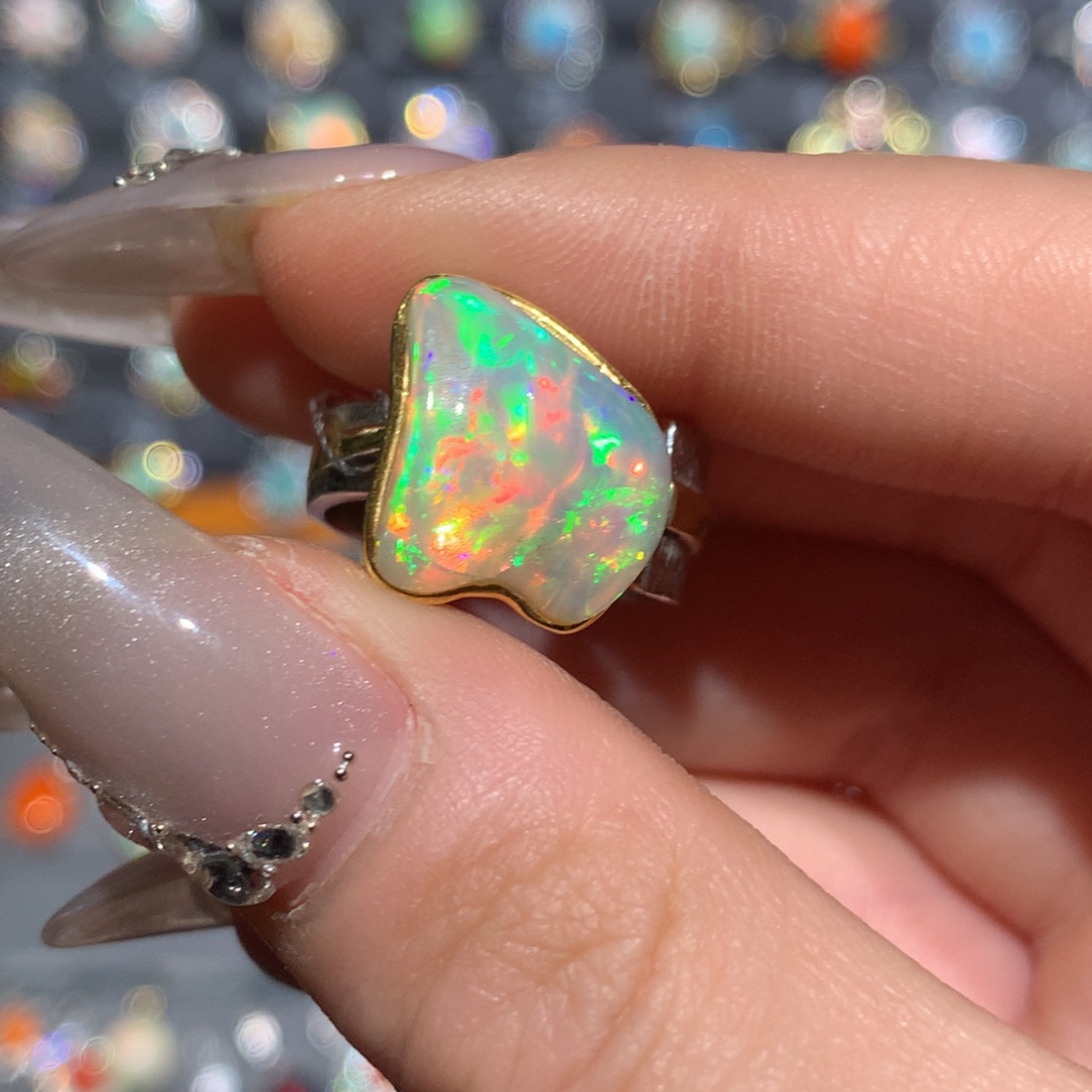 欧泊福利戒指w银S925镶嵌