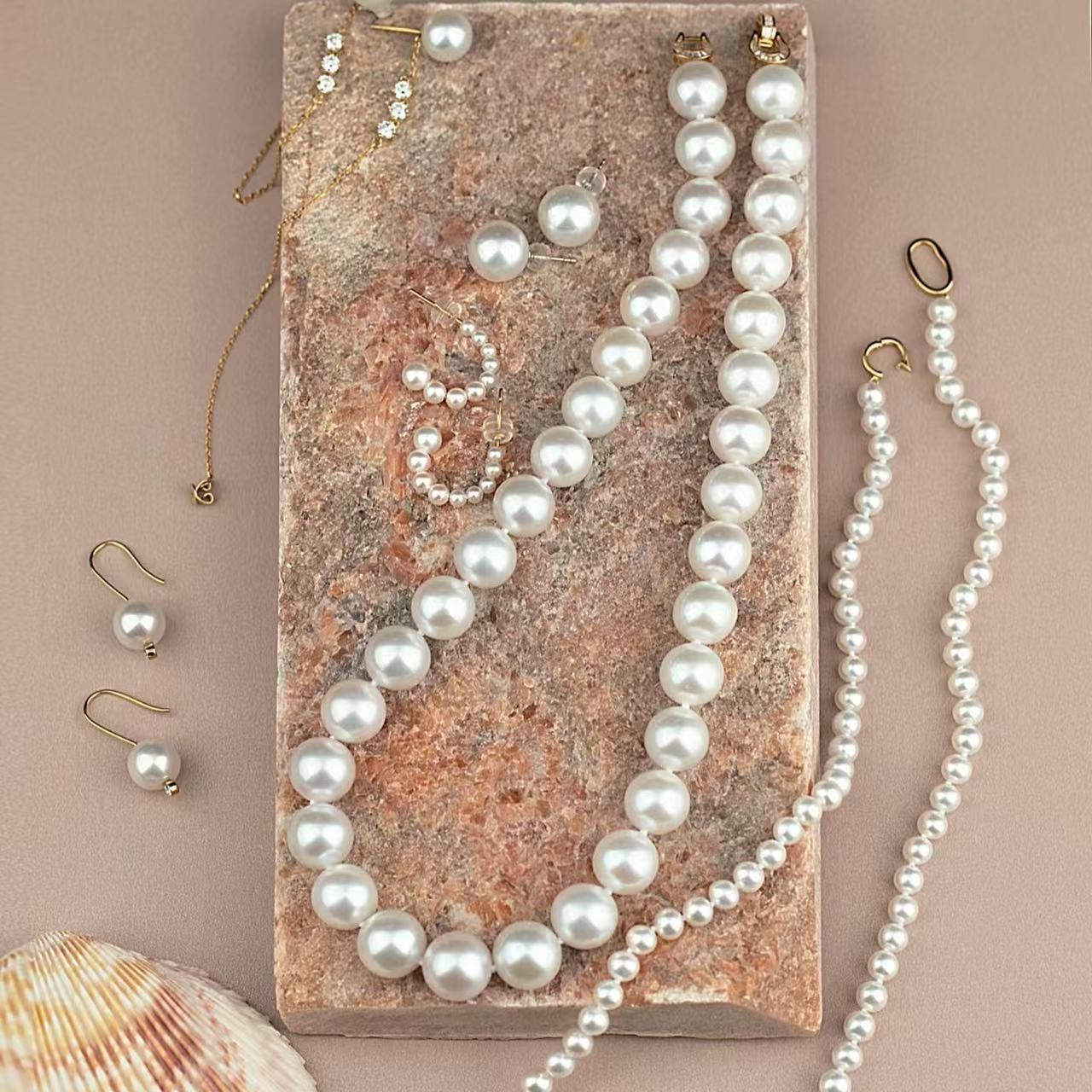 时尚百搭珍珠吊坠戒指耳钉项链（直播间专拍）