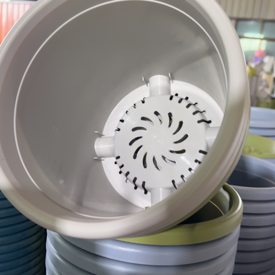 树脂四季盆4#无拖灰白微瑕8