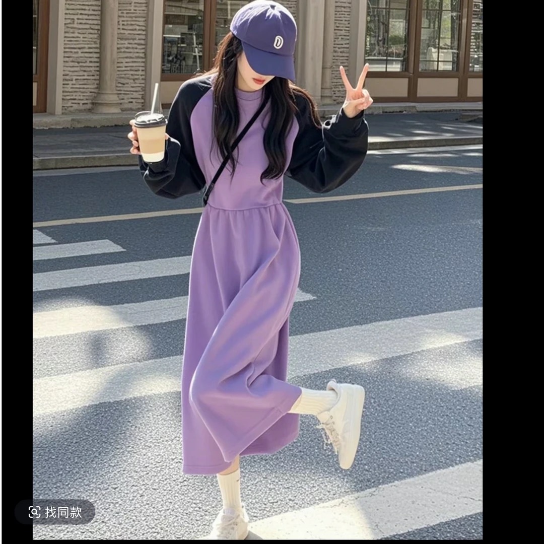 高个子175加长2025宽松修身卫衣裙女秋新款小个子高级气质连衣裙