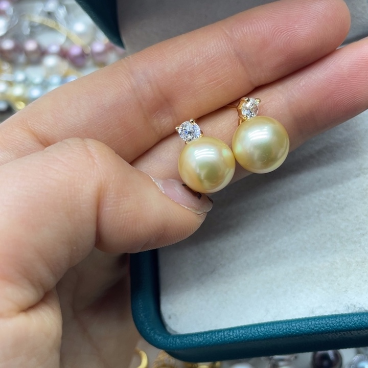 海水珍珠耳饰银S925镶嵌