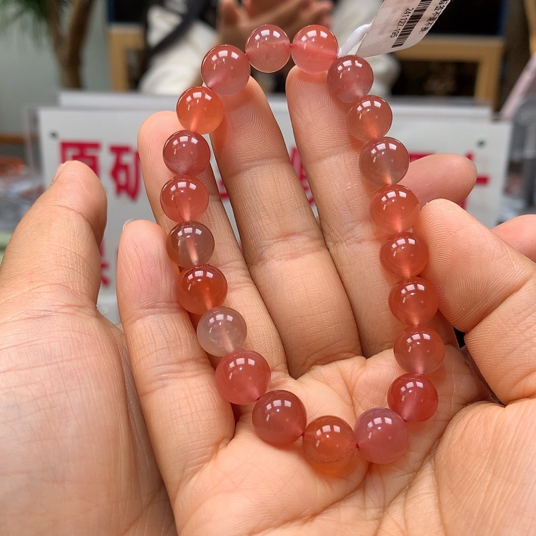 南红玛瑙原矿南红9mm冰多宝手串未镶嵌