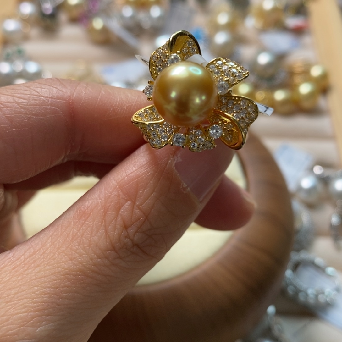 海水珍珠戒圈银S925镶嵌