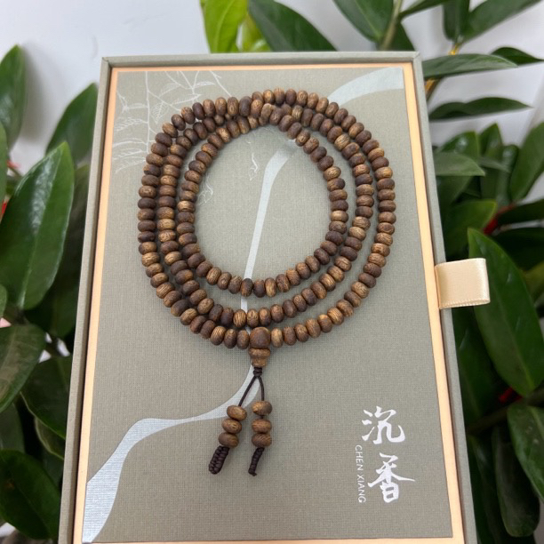 沉香6mm金沙叶绿奇楠沉香168颗算盘珠原味念珠12g+多样性发一