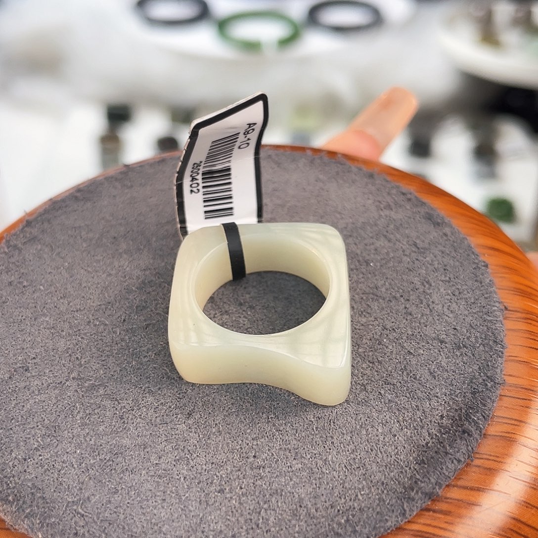 和田玉未镶嵌戒指c75 冰白饼干17.5