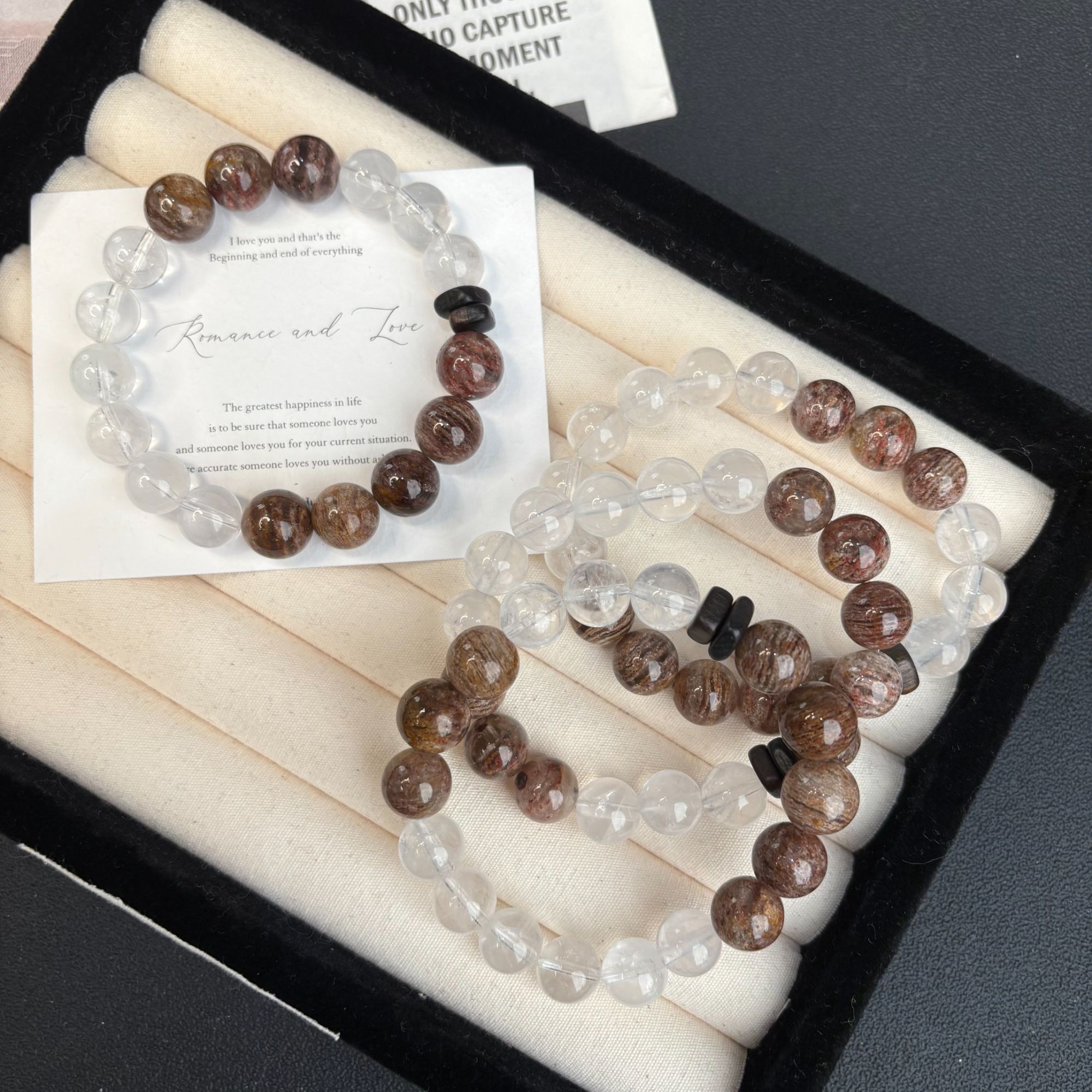 [沙漠]天然白水晶+千层幽灵轻奢手链多样性发一 T1367