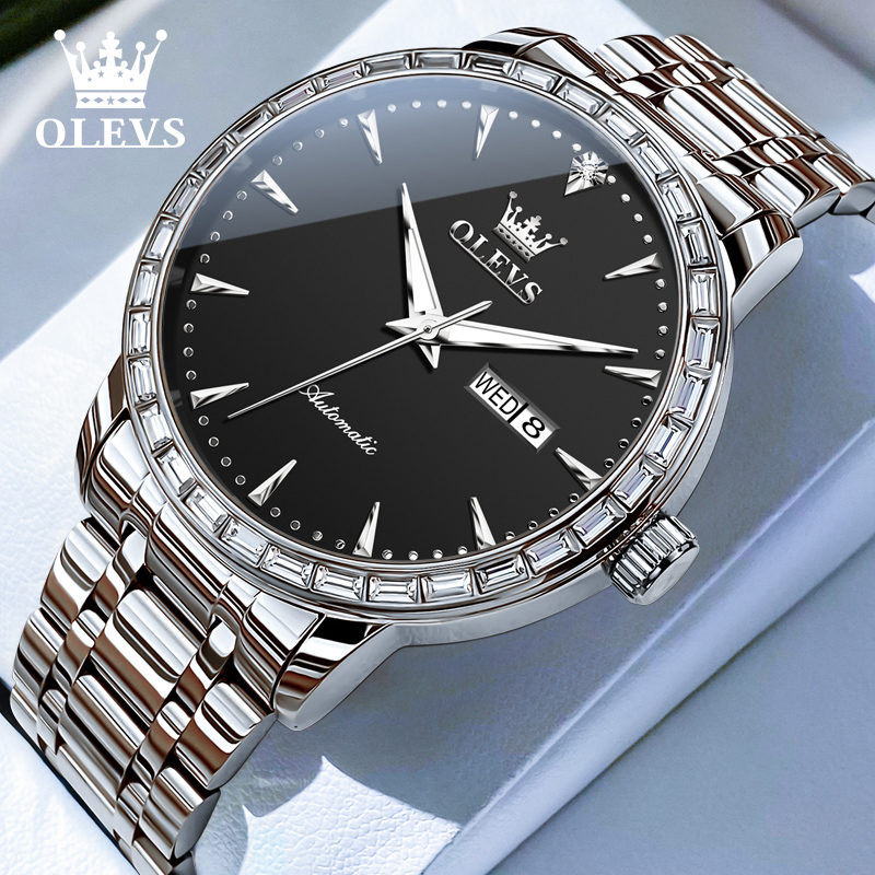 欧利时手表男士机械表全自动时尚简约夜光防水款精钢高档腕表7019