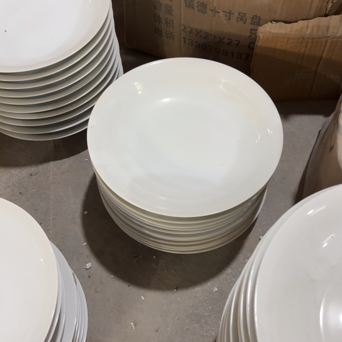 8英寸白色高脚深盘6只微瑕