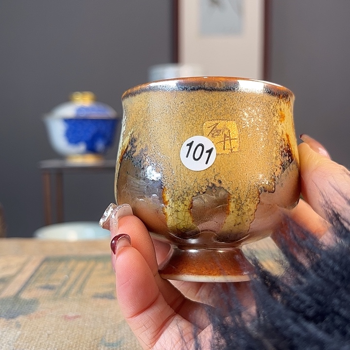 摆件景德柴烧茶杯多人