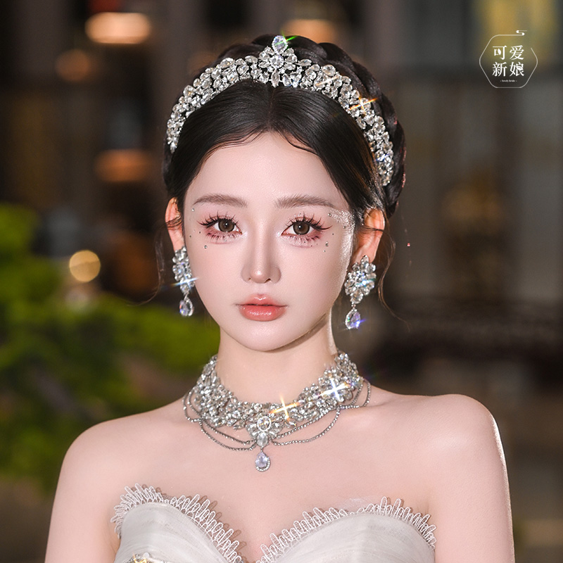 韩式简约气质新娘皇冠头饰高级感大气轻奢主婚纱甜美王冠20250316