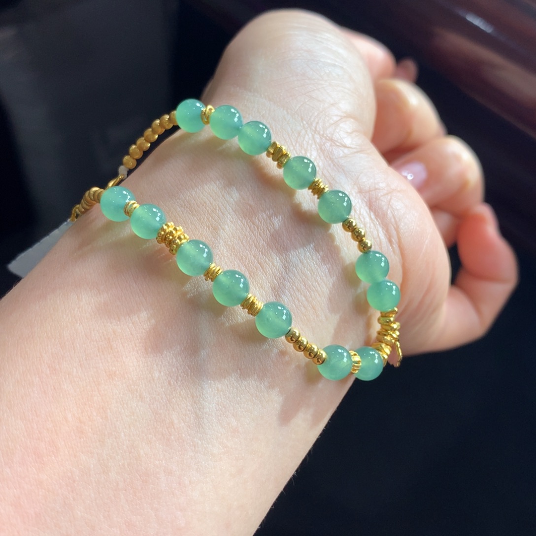 翡翠未镶嵌手链金玉满堂冰葡萄晴绿卡5.8