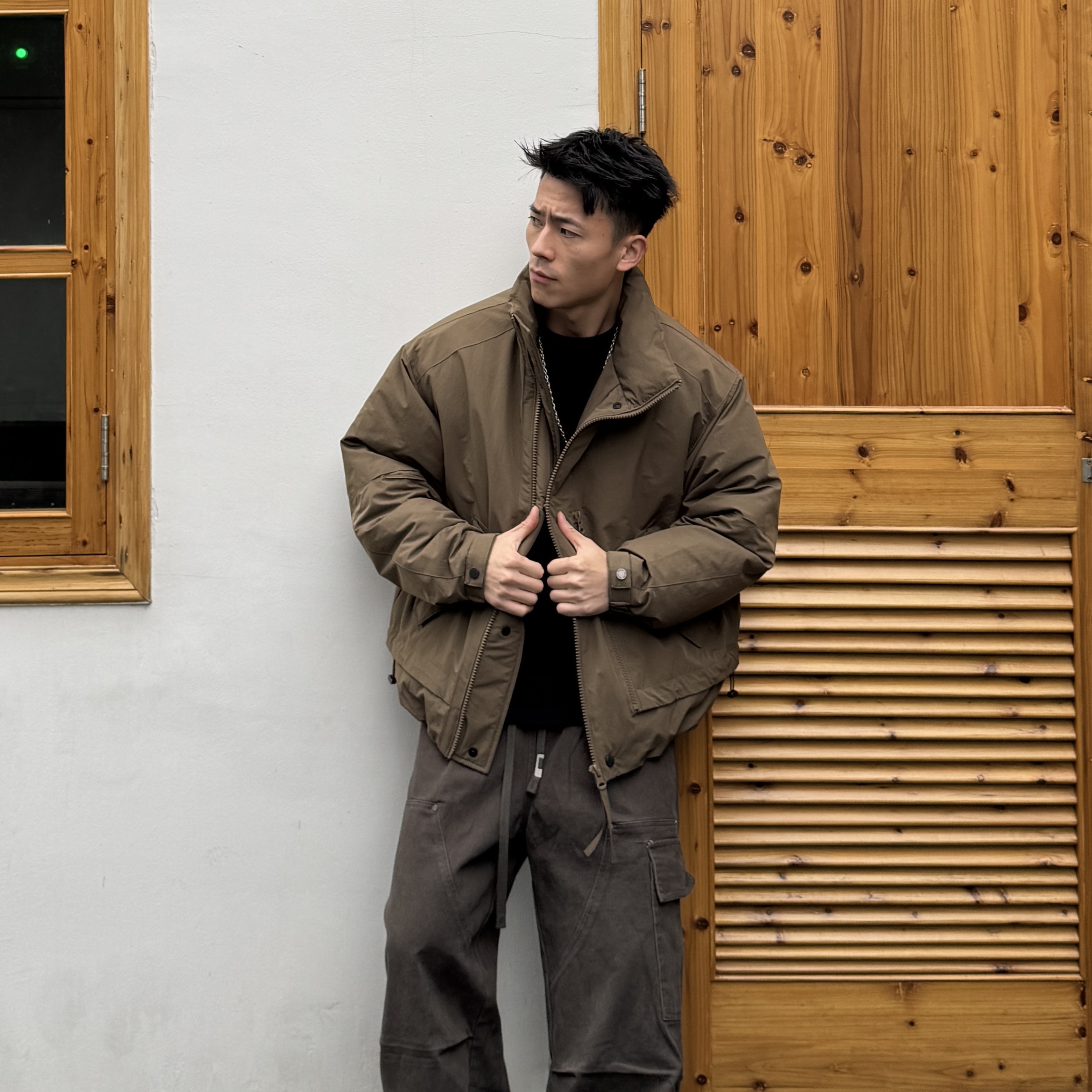 AAL2025冬季90白鸭绒羽绒服美式复古宽松保暖复古立领纯色百搭