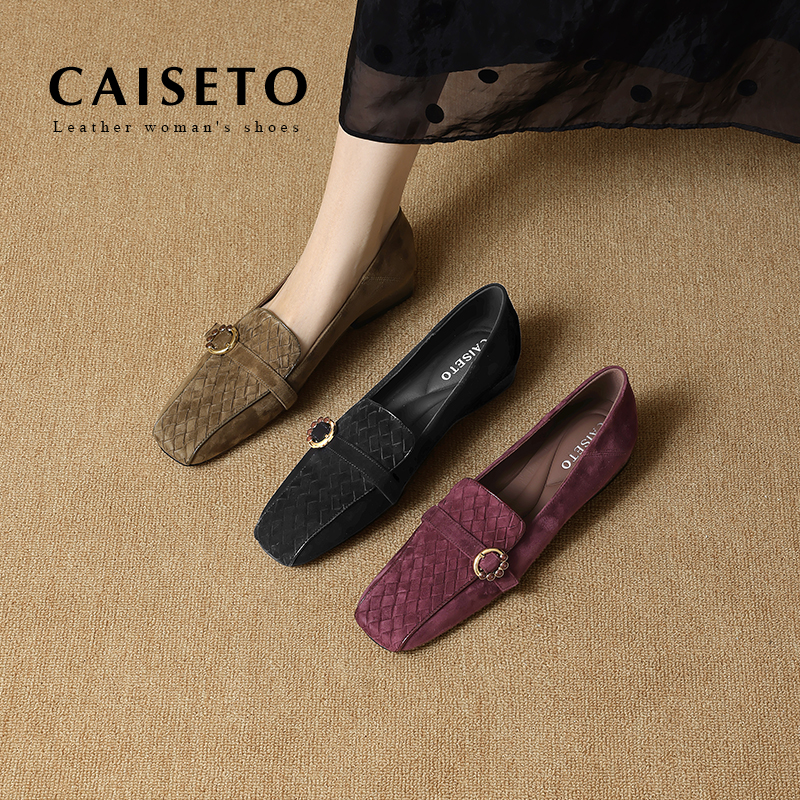 【黑色】头层羊皮/3.5CM秋季新款时尚百搭休闲气质女鞋单鞋5D705