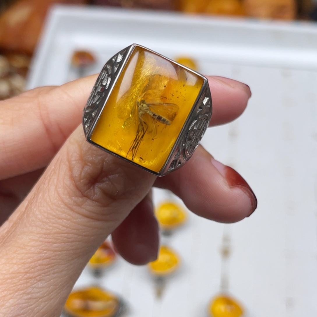 琥珀银S925镶嵌珠宝奇石