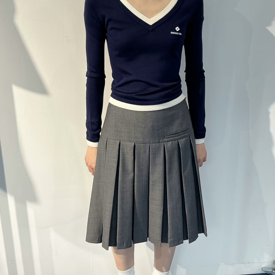 【lunan】虞书欣同款中长百褶裙