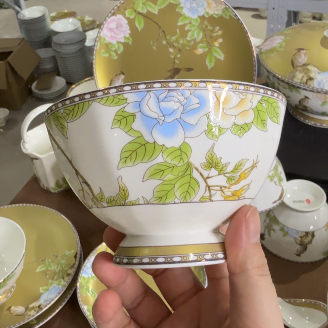 瓷片微瑕4.5寸6个琴瑟合鸣米饭碗6666