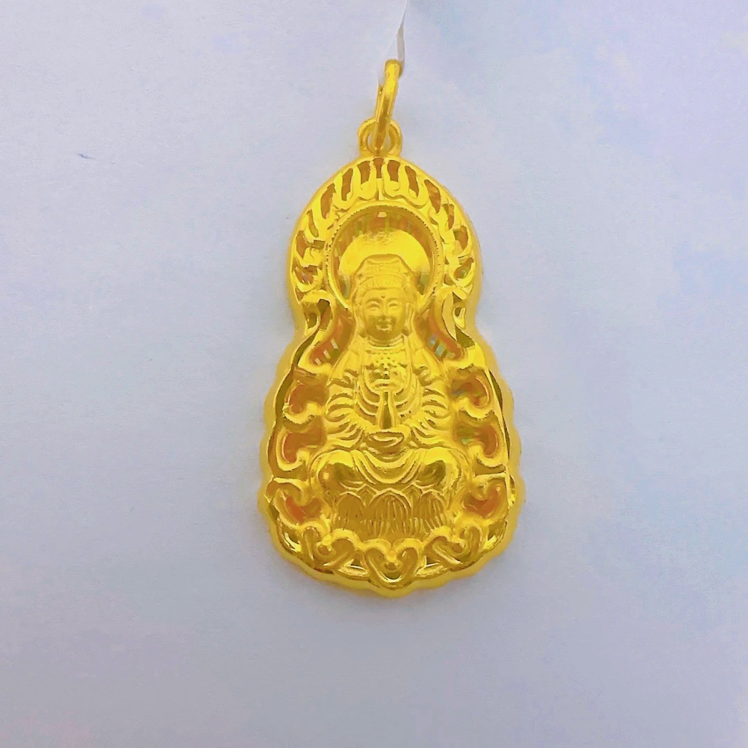 足金黄金 火焰观音 精品时尚百搭吊坠