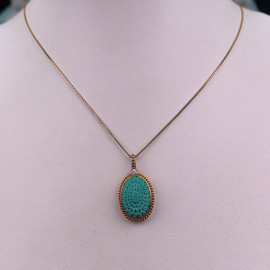 绿松石18K金镶嵌吊坠(赠链)