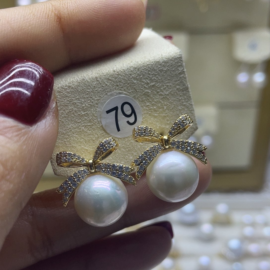 淡水珍珠耳饰银S925镶嵌
