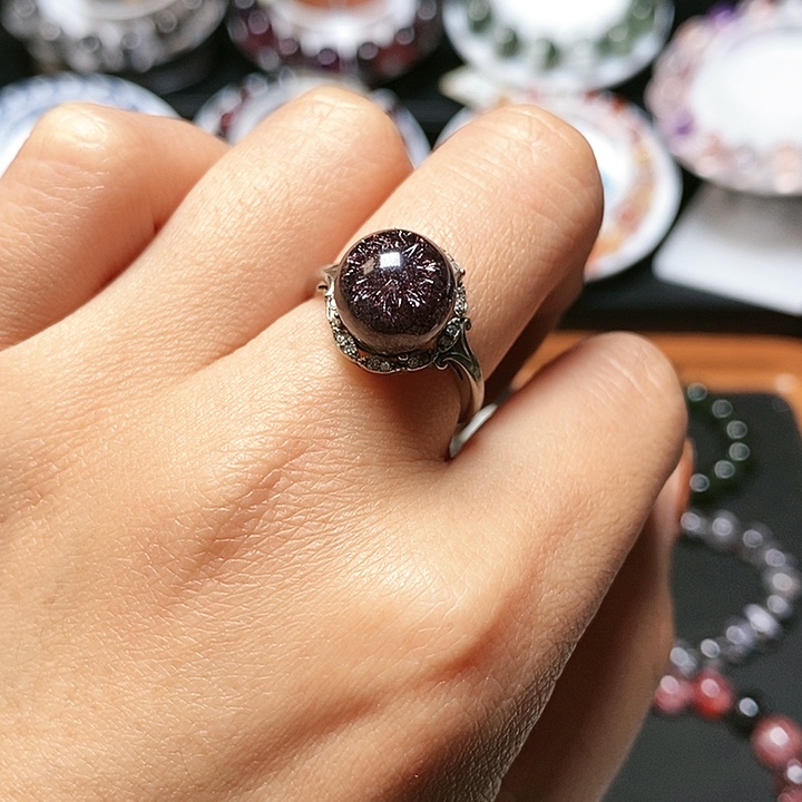 银S925镶嵌戒指水晶