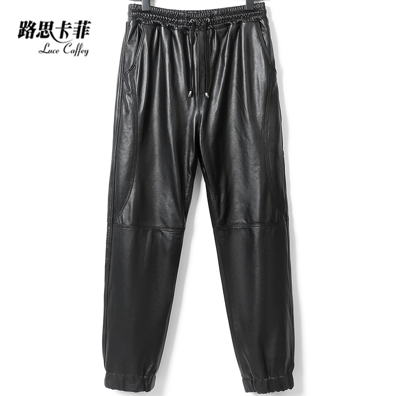 新款海宁真皮皮裤男士头层牛皮休闲防风束脚保暖皮裤2628