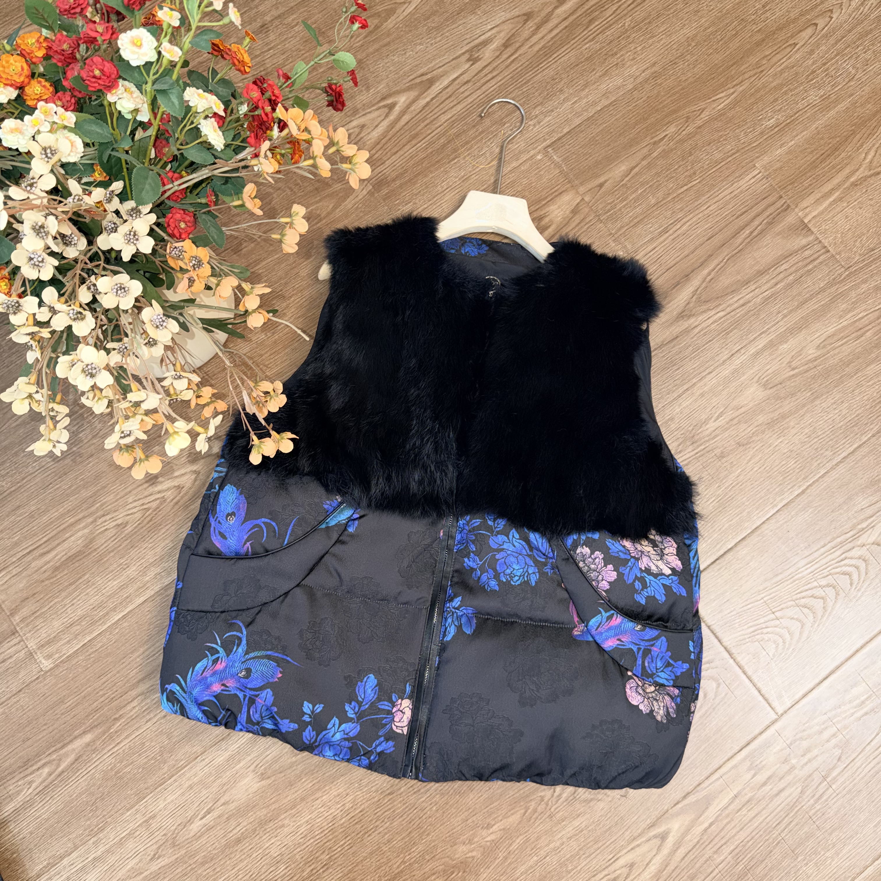 【大季原创】W168休闲时尚兔毛马甲夹棉马甲新中式复古显瘦古风马甲