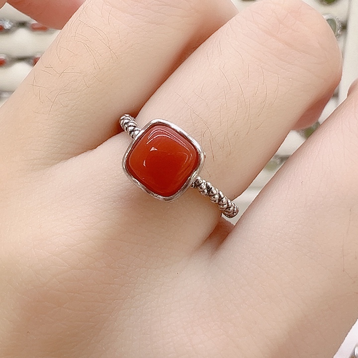 玛瑙/玉髓银S925镶嵌戒指