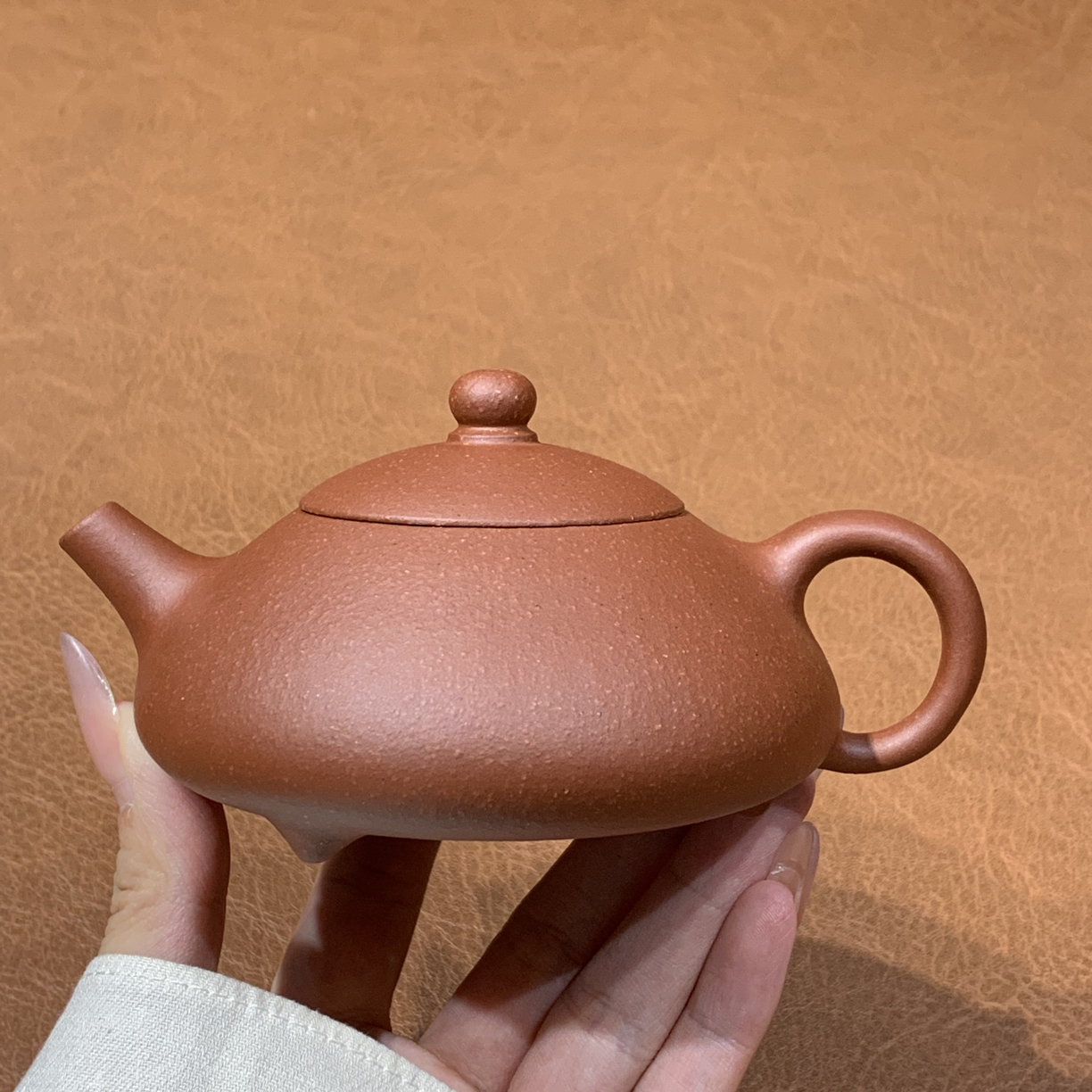 012原矿红皮龙东坡石瓢壶160毫升半手工（微瑕）宜兴茶具套装紫砂壶