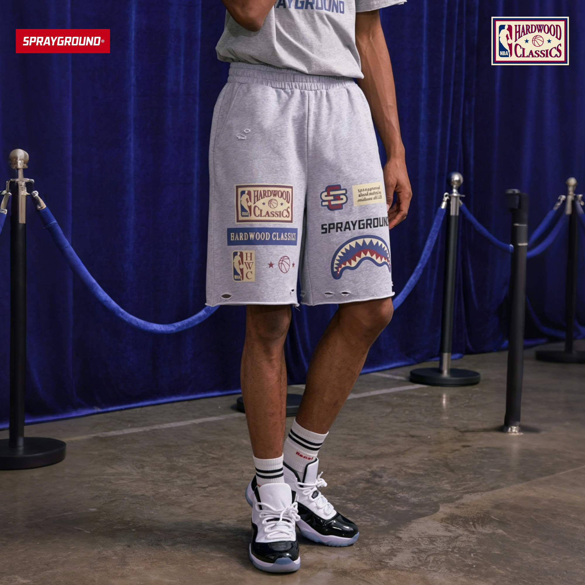 SPRAYGROUND I NBA HWC联名系列鲨鱼嘴针织短裤美式XB NE221902