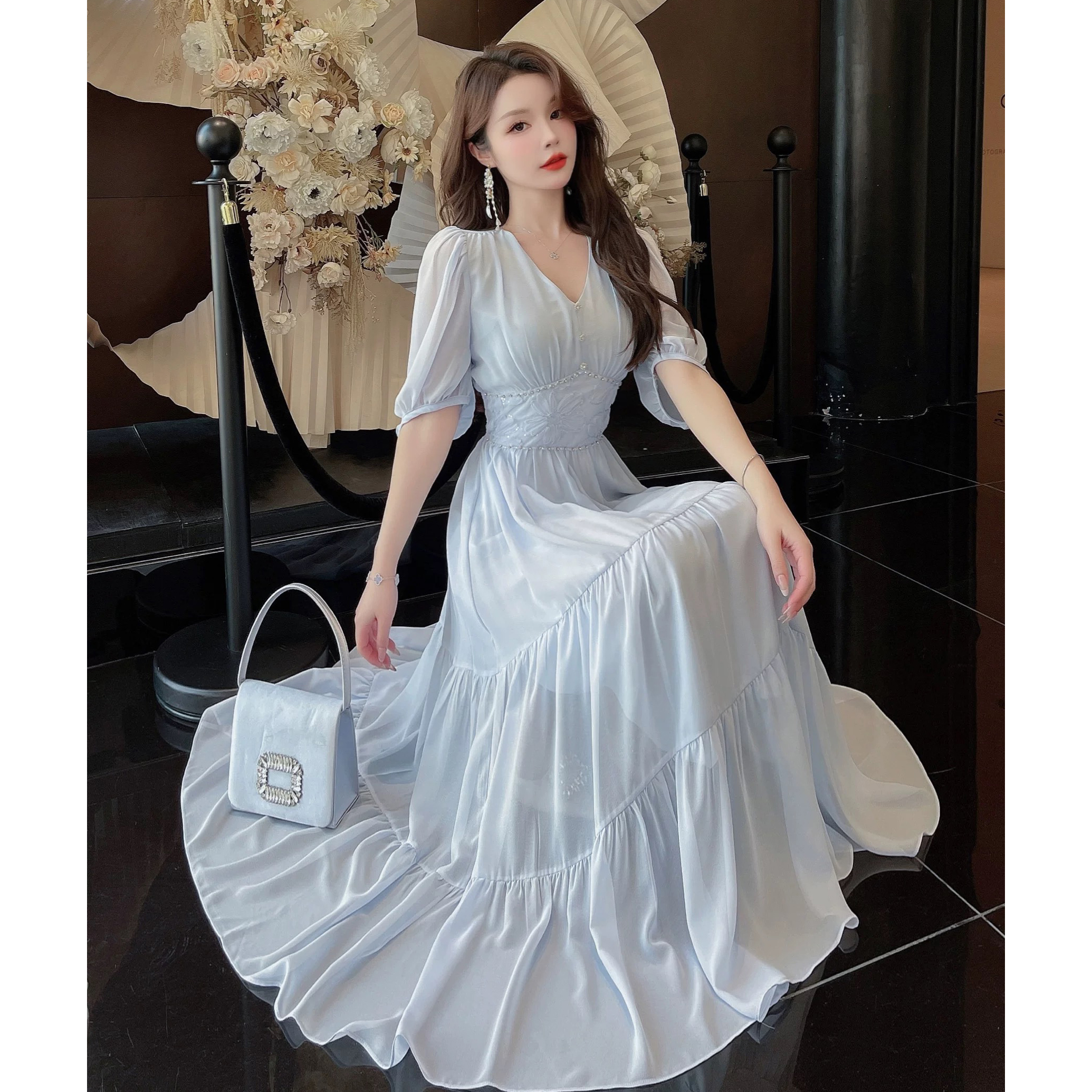 苏陌裙子女爆款2025新款高级感法式高贵气质连衣裙夏季超仙度假