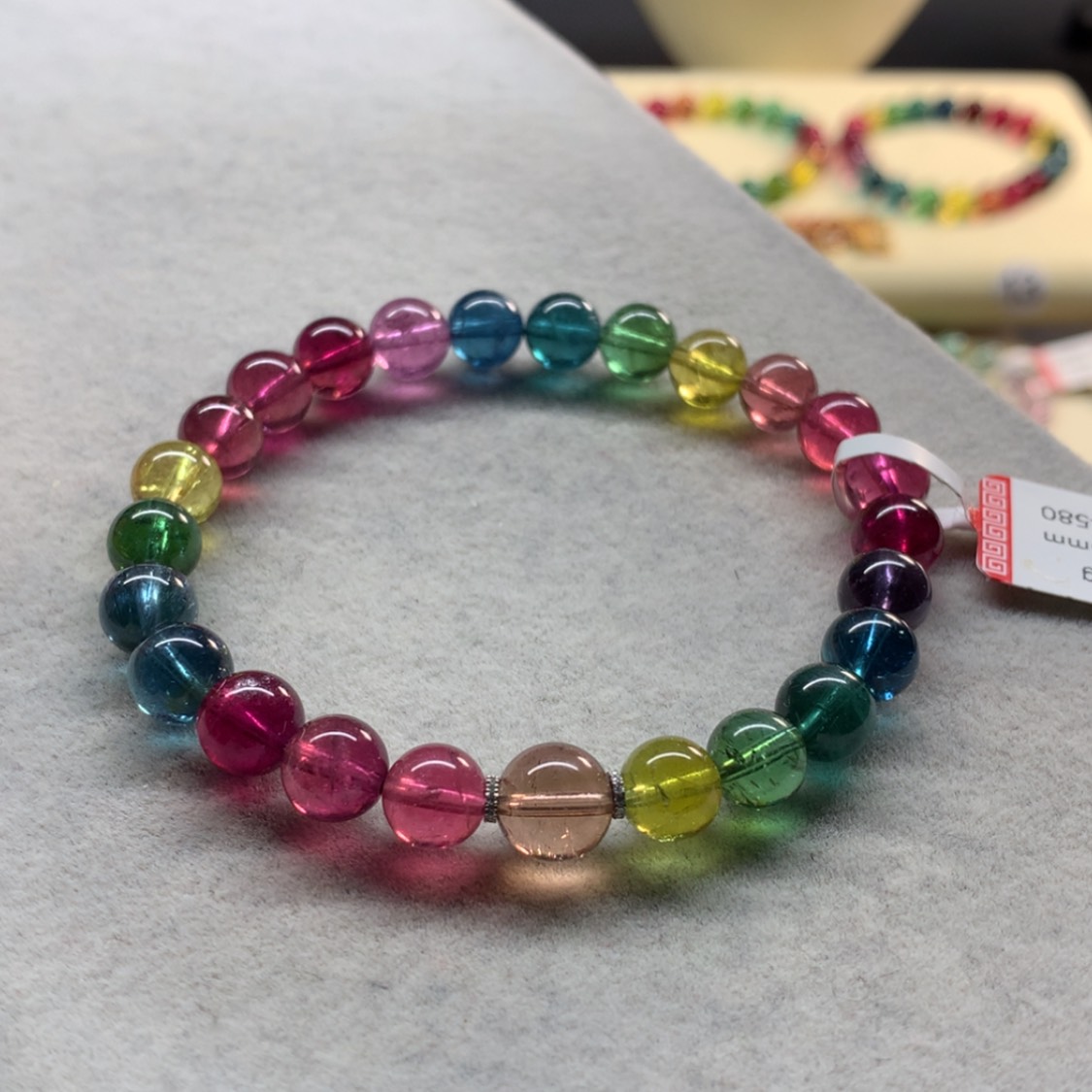 【闪购商品】未镶嵌手链碧玺艳丽色标单圈7.5