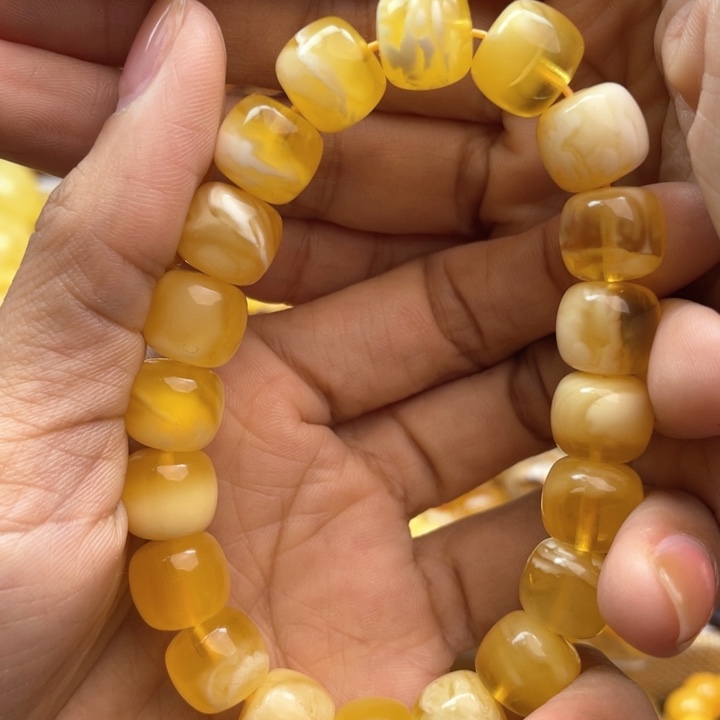 蓝珀手串未镶嵌手串11m