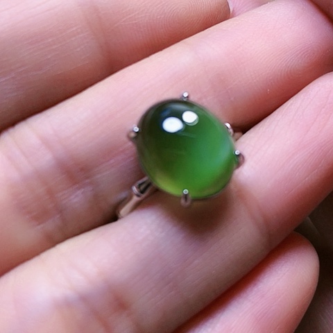 和田玉戒指银S925镶嵌